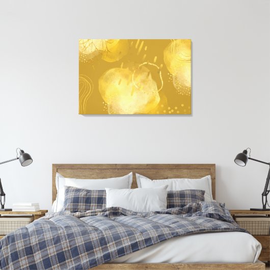 Gouden Abstracte Elegante Ingepakte Canva Art Canvas Afdruk (Insitu (Slaapkamer))