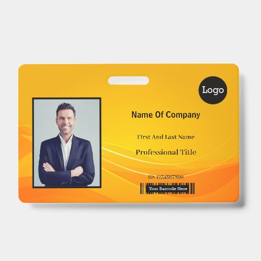 Gouden Abstracte Foto Identificatie ID Badge (Voorzijde)