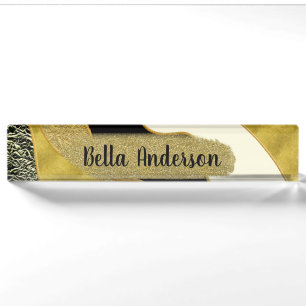 Gouden Abstracte Golf Modern Goud Glam Trend Naambordje