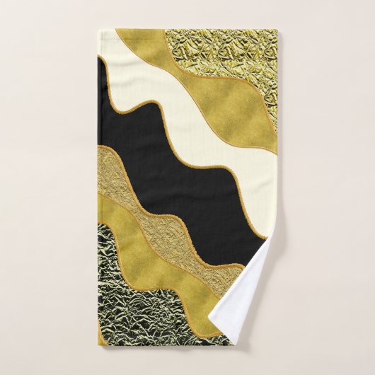 Gouden Abstracte Golf Modern Goud Glam Trendy Bad Handdoek (Handdoek)