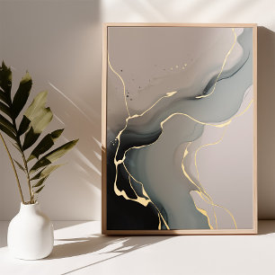 Gouden Abstracte Kunst Verlichte Poster Folie Goud