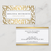 Gouden Abstracte Lettervormen III voor Auteurs, Sc Visitekaartje (Voorkant / Achterkant)