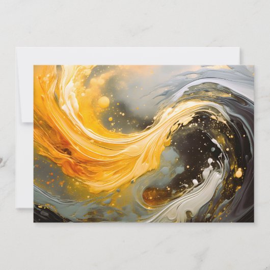 Gouden Abstracte Marmer Moderne Golven Aankondiging (Voorkant)