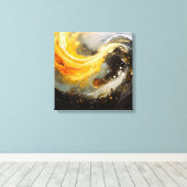 Gouden Abstracte Marmer Moderne Golven Canvas Afdruk (Insitu (Houten vloer))