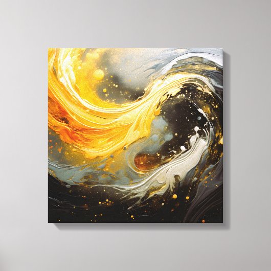 Gouden Abstracte Marmer Moderne Golven Canvas Afdruk (Voorkant)
