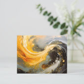 Gouden Abstracte Marmer Moderne Golven Feestdagenkaart (Staand voorkant)