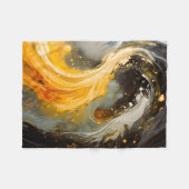 Gouden Abstracte Marmer Moderne Golven Fleece Deken (Voorkant (Horizontaal))