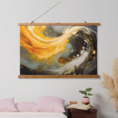 Gouden Abstracte Marmer Moderne Golven Hangend Wandkleed (Slaapkamer)