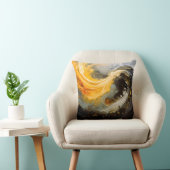 Gouden Abstracte Marmer Moderne Golven Kussen (Stoel)