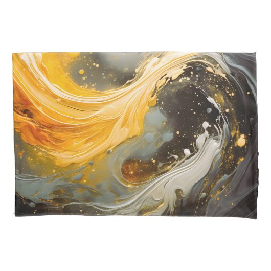 Gouden Abstracte Marmer Moderne Golven Kussensloop (Voorkant)