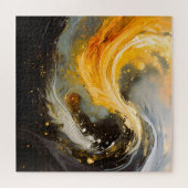 Gouden Abstracte Marmer Moderne Golven Legpuzzel (Horizontaal)