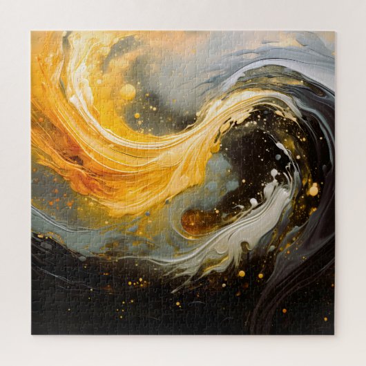 Gouden Abstracte Marmer Moderne Golven Legpuzzel (Verticaal)