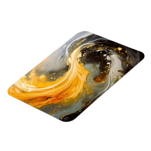 Gouden Abstracte Marmer Moderne Golven Magneet (Linkerzijde)