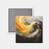 Gouden Abstracte Marmer Moderne Golven Magneet (Voorkant / Achterkant)