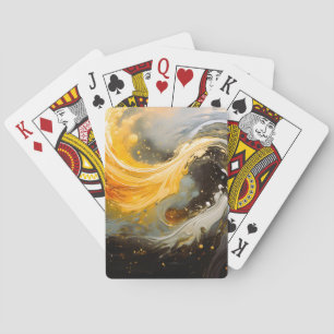 Gouden Abstracte Marmer Moderne Golven Pokerkaarten