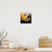 Gouden Abstracte Marmer Moderne Golven Poster (Keuken)