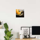 Gouden Abstracte Marmer Moderne Golven Poster (Thuiskantoor)