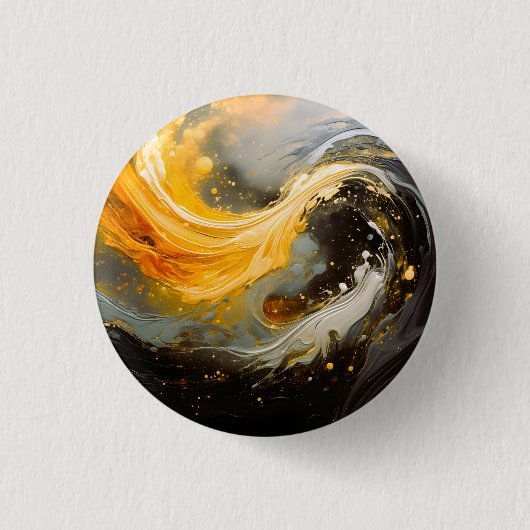 Gouden Abstracte Marmer Moderne Golven Ronde Button 3,2 Cm (Voorkant)