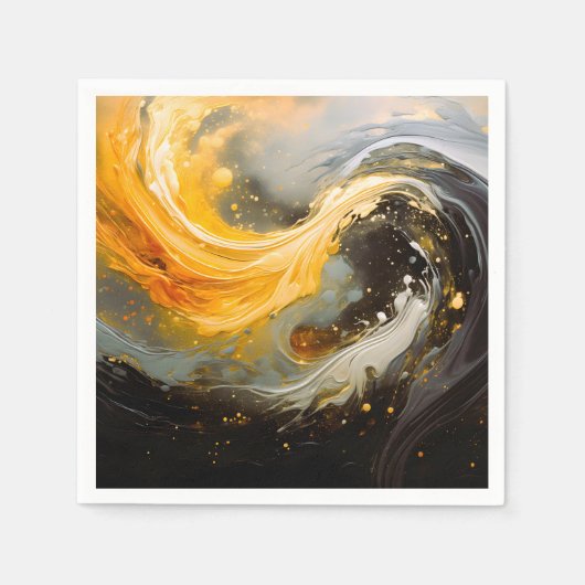 Gouden Abstracte Marmer Moderne Golven Servet (Voorkant)