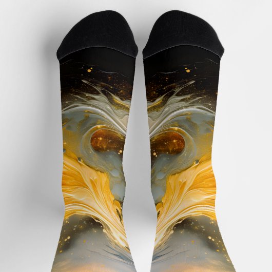 Gouden Abstracte Marmer Moderne Golven Sokken (Top)