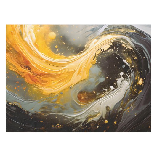 Gouden Abstracte Marmer Moderne Golven Tafelkleed (Voorkant (Horizontaal))