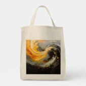 Gouden Abstracte Marmer Moderne Golven Tote Bag (Achterkant)