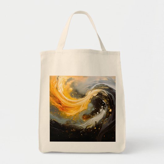 Gouden Abstracte Marmer Moderne Golven Tote Bag (Voorkant)