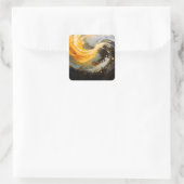 Gouden Abstracte Marmer Moderne Golven Vierkante Sticker (Tas)