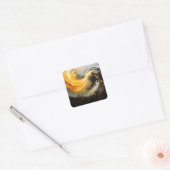 Gouden Abstracte Marmer Moderne Golven Vierkante Sticker (Envelop)