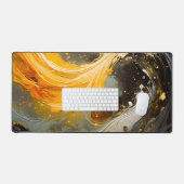 Gouden Abstracte Marmeren Moderne Golven Bureaumat (Keyboard & Muis)