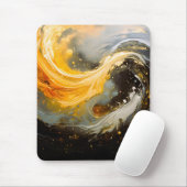 Gouden Abstracte Marmeren Moderne Golven Muismat (Met muis)