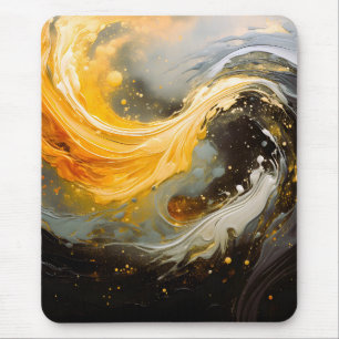 Gouden Abstracte Marmeren Moderne Golven Muismat