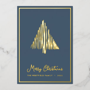 Gouden Abstracte Scandinavische Kerstboom Teal Folie Feestdagenkaart