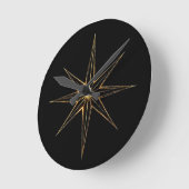 Gouden abstracte ster lijntekening ronde klok (Hoek)