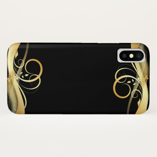 gouden abstracte vormgeving op zwart Case-Mate iPhone case (Achterkant (horizontaal))