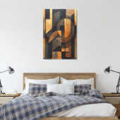 Gouden Abstractie Canvas Afdruk (Insitu (Slaapkamer))