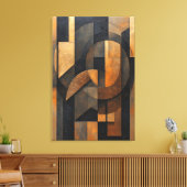 Gouden Abstractie Canvas Afdruk (Insitu (Woonkamer))