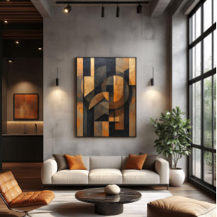 Gouden Abstractie Canvas Afdruk