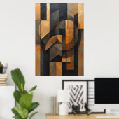 Gouden Abstractie Poster (Thuiskantoor)