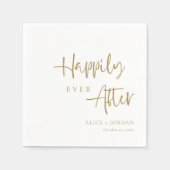 Gouden accent gelukkig ooit na script bruiloft servet (Voorkant)