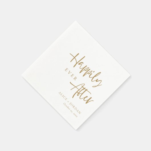 Gouden accent gelukkig ooit na script bruiloft servet (Hoek)
