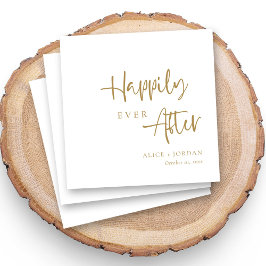 Gouden accent gelukkig ooit na script bruiloft servet