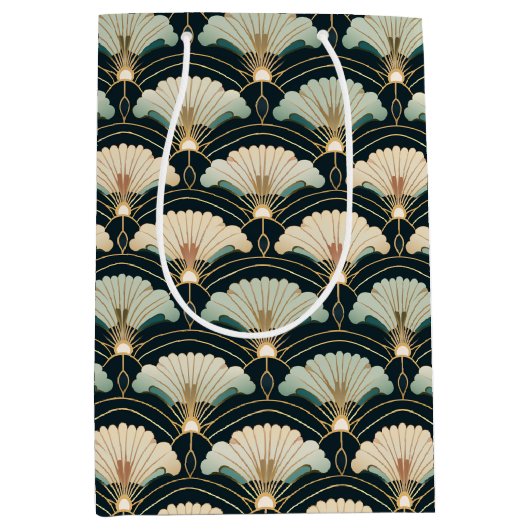 Gouden Accent Patroon Japans geïnspireerde Set van Medium Cadeauzakje (Voorkant)