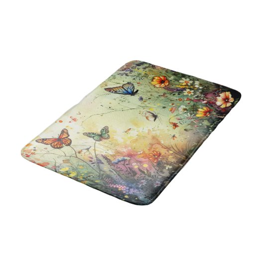 Gouden accent vlinder tuin aangepaste kunst badmat (Gekanteld)