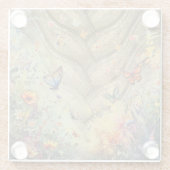 Gouden accent vlinder tuin aangepaste kunst glazen onderzetter (Achterkant)