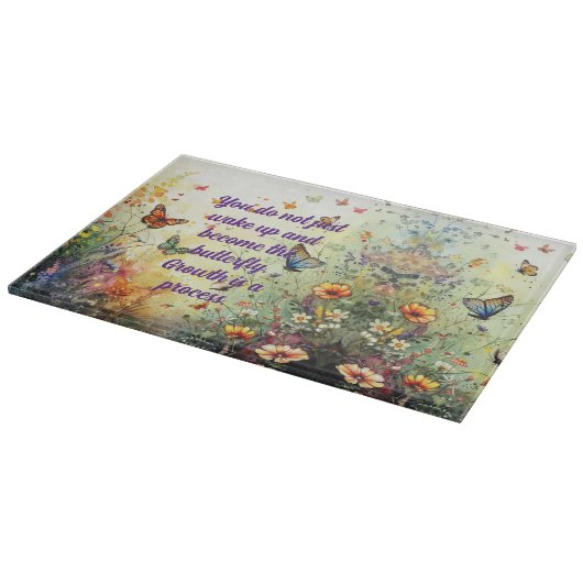 Gouden accent vlinder tuin aangepaste kunst snijplank (Hoek)