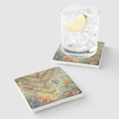 Gouden accent vlinder tuin aangepaste kunst stenen onderzetter (Zijkant)