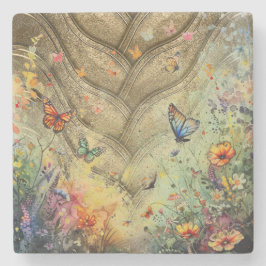 Gouden accent vlinder tuin aangepaste kunst stenen onderzetter