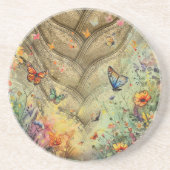 Gouden accent vlinder tuin aangepaste kunst zandsteen onderzetter (Voorkant)