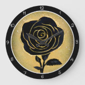 Gouden Accent Zwarte Roos Grote Klok (Voorkant)